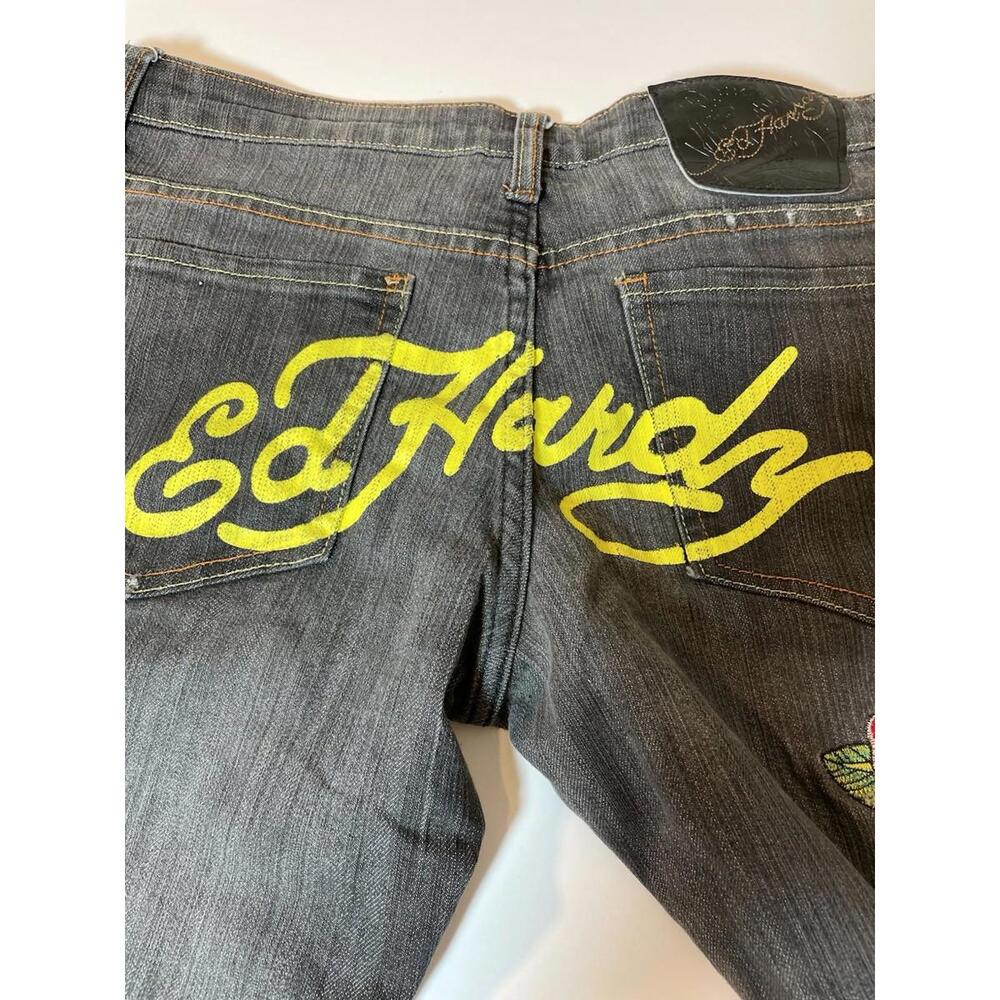 Women's Ed Hardy Jeans By Christ Audigier Embroidered Front & Back #114182 Sz30 - Picture 9 of 12